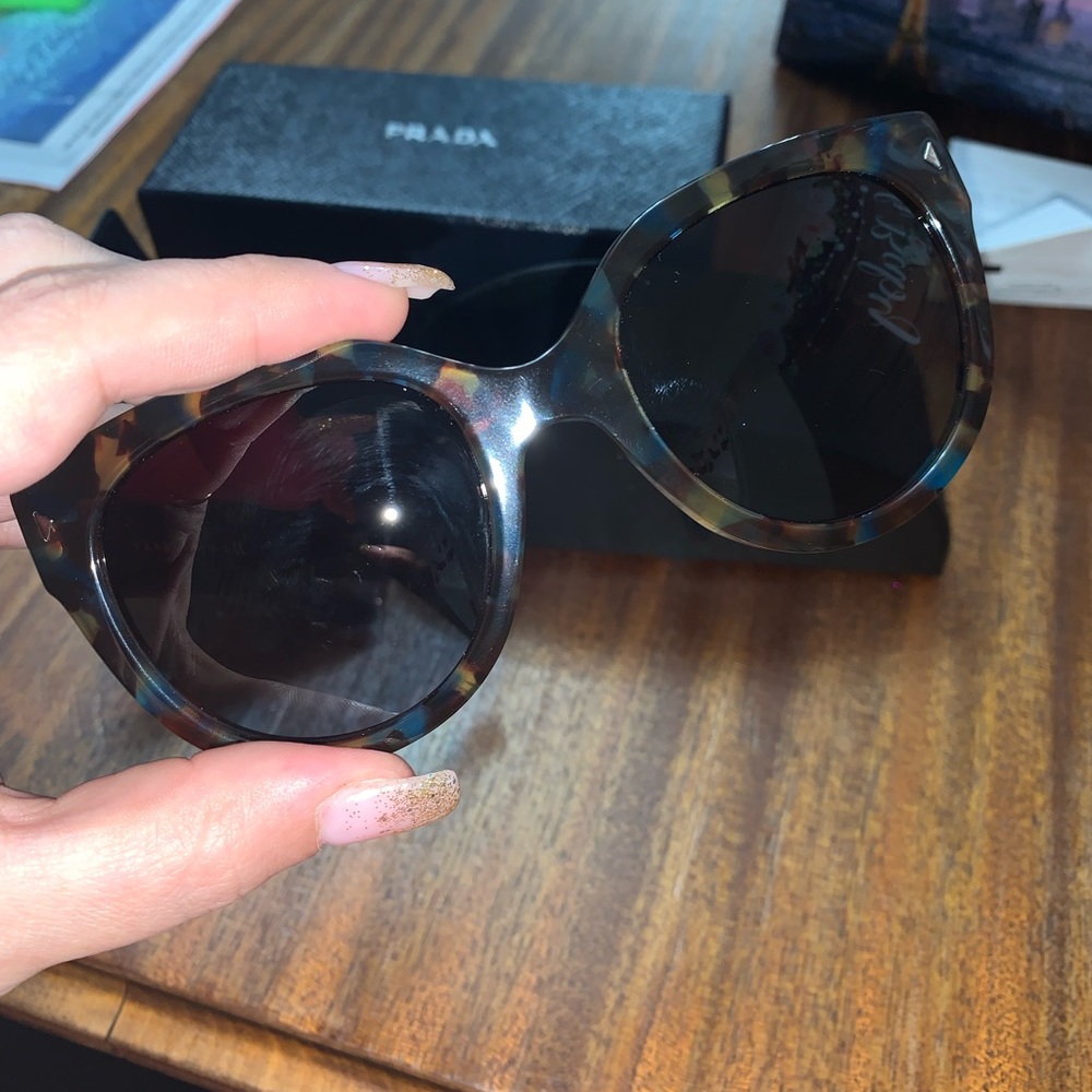 New in Box! Prada Cat Eye Sunglasses (brown/blue) - Picture 2 of 16